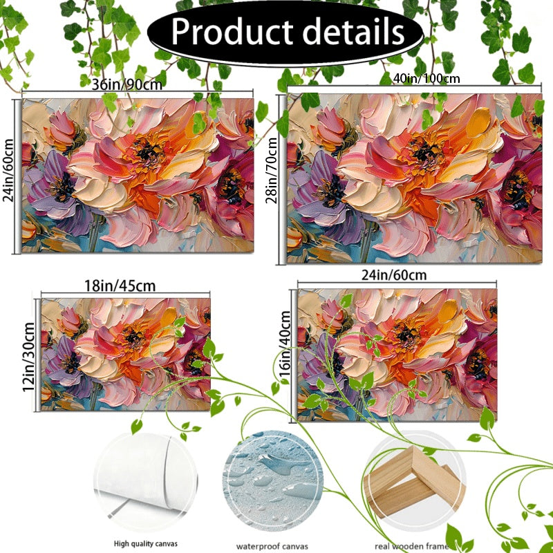 Vibrant Floral Canvas Art With Wooden Frame