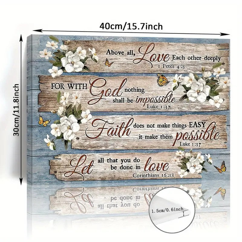 Wood Frame Canvas Painting Christian Bible Verses