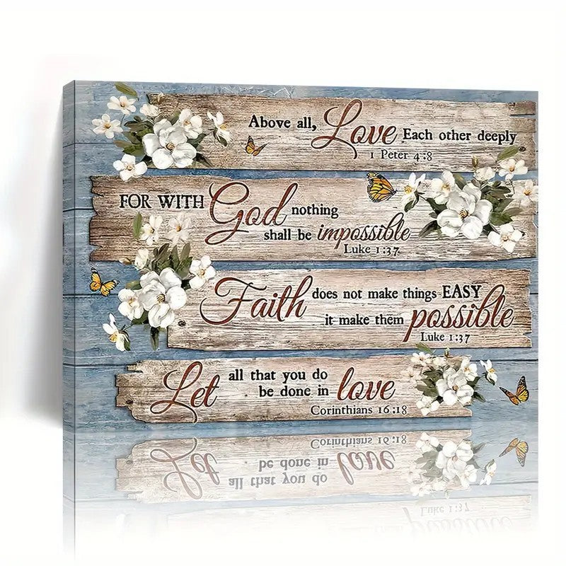 Wood Frame Canvas Painting Christian Bible Verses