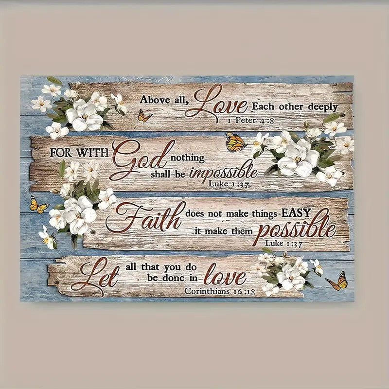Wood Frame Canvas Painting Christian Bible Verses