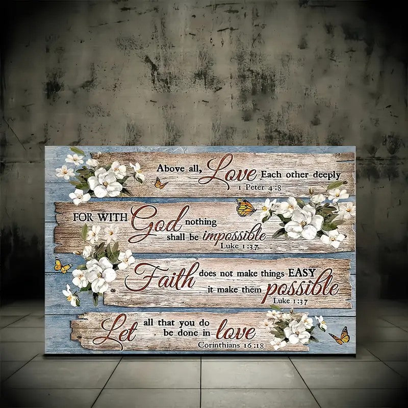 Wood Frame Canvas Painting Christian Bible Verses