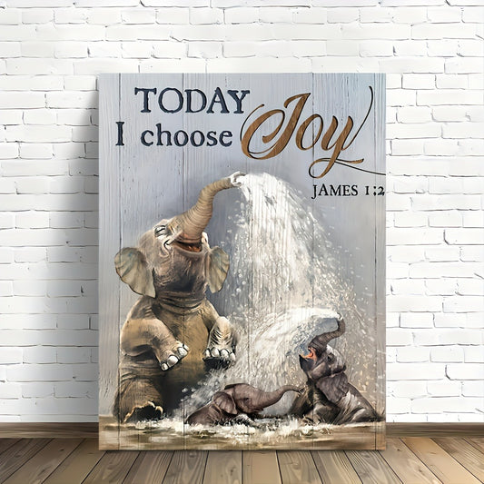 Canvas Painting With Wood Frame Funny Cute Elephant